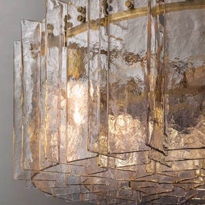 Lustre rond en verre transparent de 47 pouces pour salon moderne, cuisine, îlot, grand lustre en fer de luxe pour villa, hôtel, design américain - Product Image 3