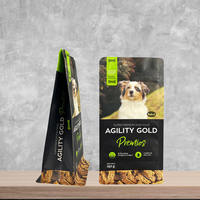 Sachets refermables en aluminium givré avec fermeture éclair pour aliments pour animaux de compagnie, impression personnalisée, fond plat, 5 kg, 15 kg, 20 kg