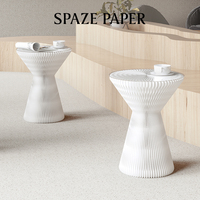 Table basse Spazepaper 37cm/70cm de hauteur, table d'appoint pliable en papier kraft pour salon, salle d'exposition, salon professionnel, événement