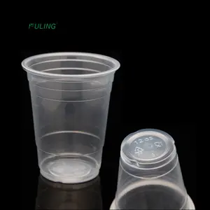 Taizhou Fulingプラスチック500ml印刷ロゴカスタム16ozスムージーカップpp/ペットバブルティーコーヒーカップ16 oz