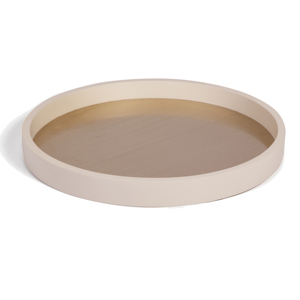 T-129 Modern Luxury Round Serving Tray Custom Leather Wooden <strong>Lacquerware</strong> for Hotel Wedding European Home Decoration - Product Image 1