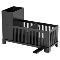 Support de rangement pour évier de cuisine et salle de bain 2 en 1, porte-éponge sous l'évier, support de robinet avec plateau d'égouttement, multifonctionnel et durable