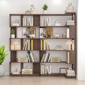 <b>Corner</b> Bookshelf Set 90 Cm And 80 Cm Extendable Free Combination Dark Brown Color Display Shelf For Living Room Home Office - Product Image 2