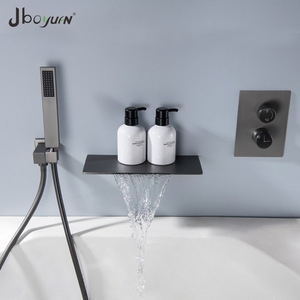 Jboyuan Concealed Wall <b>Mounted</b> Bathtub Faucet 304 Stainless Steel Waterfall Shower Head Rectangle Rain <b>Spray</b> - Product Image 2