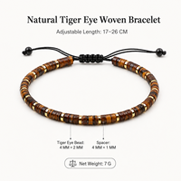 Natuurlijke Tijgeroog Kristal 4mm Schijf Kraal Verstelbare Gevlochten Koord Armband voor Heren Dames Sieraden