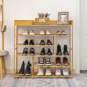 Современная бамбуковая дешевая промышленная стойка под заказ золотой поставщик мебель складное хранение обуви