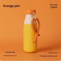 Bouteille d'eau en acier inoxydable personnalisée avec logo, 520 ml, double paroi isolée, avec couvercle et paille, portable pour les sports de plein air, la salle de sport, la randonnée
