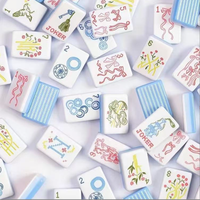 Mahjong américain en acrylique bleu à 160 pièces – Idéal pour les réunions à domicile et les jeux décontractés – Personnalisable avec différents motifs