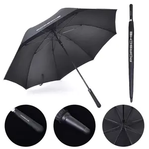 Guarda-chuva para carro com logotipo personalizado para presente, alça longa, guarda-chuva de golfe automático promocional à prova de vento para negócios de alta qualidade