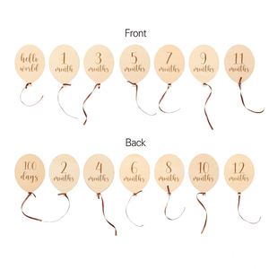 Nuevo Set de Accesorios para Fotos de Baby Shower, Letreros de Madera con Forma de Globo, Tarjetas de Hitos Mensuales, Letreros de Madera para Recién Nacidos - Product Image 3