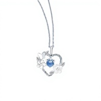 Collier pendentif cœur torsadé en argent avec zircon bleu, fleur en coquillage blanc et papillon, chaîne délicate, tendance pour femme, idéal pour les rendez-vous et les anniversaires