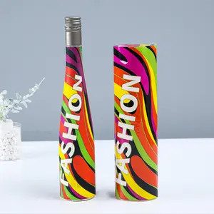 Cetakan Kustom PVC PET Shrink Film Roll Heat Shrink Wrap Sleeve Label Kemasan untuk Kaleng Botol Minuman Jus Anggur Oksigen