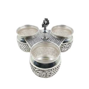 Ensemble de 3 bols en argent 925 pour fruits secs, boîte de rangement artisanale pour fruits secs, bonbons et collations, article cadeau décoratif - Product Image 4
