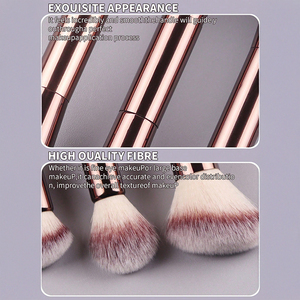 Chất lượng cao trang điểm bàn chải nâu nhôm ống mềm sợi Foundation bàn chải <span class=keywords><strong>Blush</strong></span> bàn chải biểu tượng tùy biến - Product Image 5