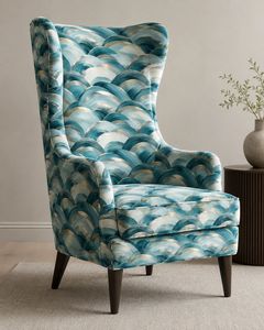 Tela de tapicería estampada con ondas de pinceladas abstractas en verde azulado y dorado, por yarda, textil artístico moderno para muebles, sofá y silla - Product Image 1
