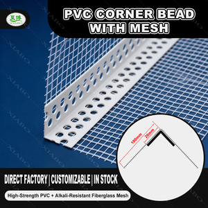 Profilo angolare rigido in PVC da 2,4 m con rete in fibra di vetro pre-incollata, protezione anti-crepa <span class=keywords><strong>per</strong></span> pareti in cartongesso, EIFS e intonaco - Product Image 2