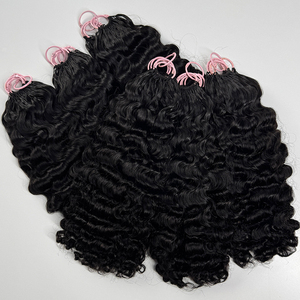 Cabello de ganchillo Goddess Curls, cabello humano negro natural, pre-enrollado, con puntas rizadas suaves, para trenzas bohemias. - Product Image 1