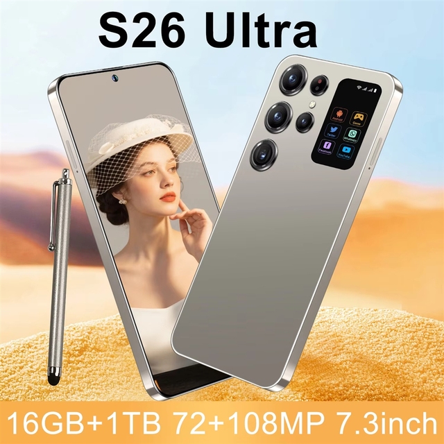 2026 Wholesale Face Recognition Unlock Original S26 Ultra 5G Smart Mobile Phone 7.3-inch HD Screen 16GB+1TB