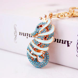 Portachiavi in metallo promozionale portachiavi a forma di ippocampo di cristallo carino semplice gioielli - Product Image 2