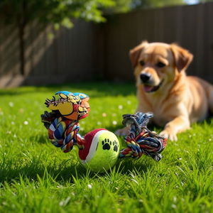 Giocattolo Interattivo per Animali Domestici con Corda di Cotone e Pallina da Tennis - Product Image 2