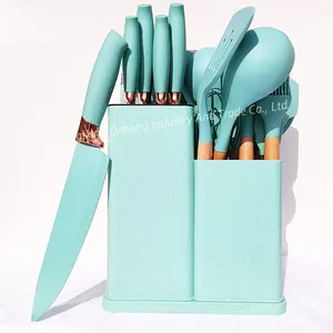 Set de utensilios de cocina 19 pezzi ceppo portacoltelli set di utensili da cucina set di utensili da cucina in silicone con coltello