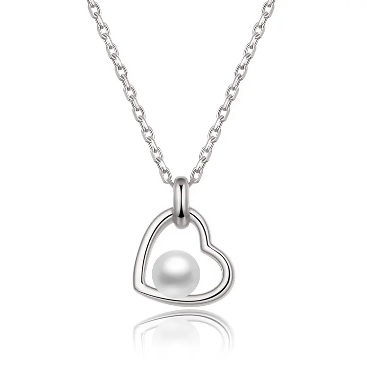 POLIVA Pearl Pendent Necklace Jewelry Women Freshwater Cultured Pearl Necklace 925 Sterling Silver Cute Necklaces Heart Blade