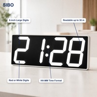Horloge murale numérique LED WS-604S, horloge synchronisée sur le réseau WiFi NTP, 4 chiffres rouge et blanc pour bureau, école, hôpital, usine, clinique