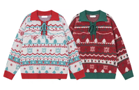 Pull de Noël en Jacquard Polyester/Coton de Haute Qualité, Motif Flocon de Neige, Anti-rétrécissement, Anti-plis, Style Décontracté pour la Famille