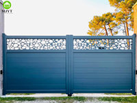 Portail de cour privé en aluminium, design moderne, portail battant, revêtement poudré, couleurs personnalisées, modélisation 3D