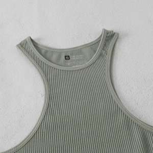 Body <span class=keywords><strong>a</strong></span> tinta unita girocollo <span class=keywords><strong>a</strong></span> <span class=keywords><strong>costine</strong></span> senza maniche, vestibilità slim, traspirante, aderente, sexy, casual, per donna - Product Image 5