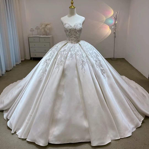 Vestido de Novia de Satén Estilo Princesa, Escote Corazón, Sin Mangas, Espalda con Cordones, Vestido de Gala Lsjj87 - Product Image 1