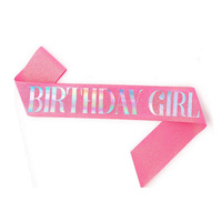 Écharpe de fête rose pour reine d'anniversaire, accessoires pour fête d'anniversaire, écharpe en satin argenté à paillettes pour fille d'anniversaire, décoration de princesse pour femme