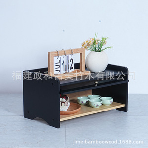 Kiyu Bamboo Double Layer Bread <b>Box</b> With <b>Glass</b> Door Kitchen Storage For Bread Pastry - Product Image 2