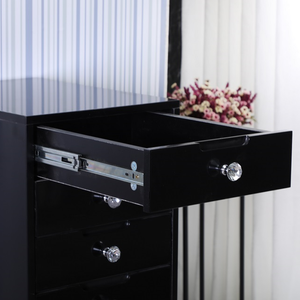 Gran oferta, cómoda de alto brillo, dormitorio, 5 cajones, armario de almacenamiento para sala de estar, cajón de pecho blanco <span class=keywords><strong>y</strong></span> negro - Product Image 6