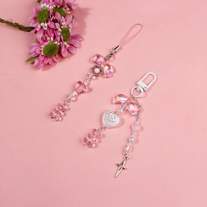 Versión coreana estilo Ins dulce lindo teléfono cadena llavero con cuentas auricular caso colgante bolsa colgante decoración versátil femenino - Product Image 2