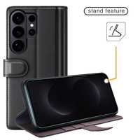 Étui de luxe pour Samsung S26 Ultra, véritable cuir véritable, porte-cartes, support, rabat, coque de téléphone pour Samsung Galaxy S25 S26 Ultra
