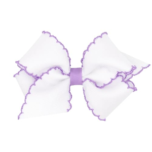 Vente en gros de pinces à cheveux personnalisées avec nœud en gros-grain, bordure Moonstitch et lettres brodées, accessoires pour cheveux - Product Image 1