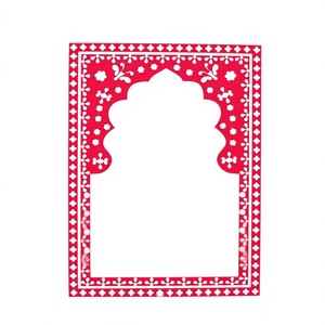 Espejo Decorativo Rectangular Hecho a Mano con Incrustaciones de Hueso Tradicionales, Diseño de Arco Floral, Borde Enmarcado, 4.0 mm de Grosor - Product Image 1