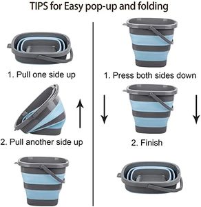 Cubo de Plástico Plegable de 2.6 Galones (10L), Recipiente Redondo Plegable para Limpieza del Hogar, Ahorro de Espacio, Recipiente para Agua para Exteriores - Product Image 3