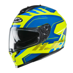 Casco de Motocicleta Integral HJC C70 - Azul/Amarillo, Diseño Koro Mc3h, Acabado Lúcido, Construcción de Policarbonato - Product Image 2