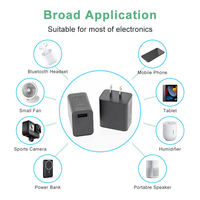 Cargador portátil de Puerto USB a con enchufe de EE. UU. 5V 2A 100-240V/0.4A potencia de salida de entrada 10W OTP y protección OVP para altavoz de Radio de teléfono