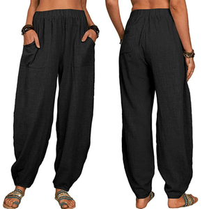Ultime donne <span class=keywords><strong>pantaloni</strong></span> <span class=keywords><strong>di</strong></span> <span class=keywords><strong>lino</strong></span> <span class=keywords><strong>di</strong></span> cotone <span class=keywords><strong>pantaloni</strong></span> Casual estate Yoga casa Street <span class=keywords><strong>pantaloni</strong></span> da spiaggia <span class=keywords><strong>pantaloni</strong></span> larghi elastici <span class=keywords><strong>in</strong></span> <span class=keywords><strong>vita</strong></span> tasca Lounge - Product Image 4