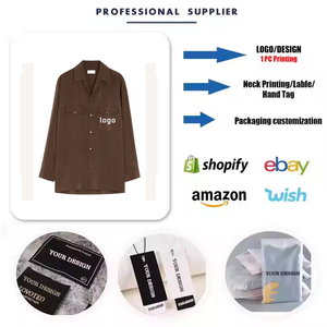 Camicie in raso con bottoni a maniche lunghe <span class=keywords><strong>marrone</strong></span> 2025 con scollo a V a righe antirughe solide camicie Casual da <span class=keywords><strong>uomo</strong></span> a due tasche - Product Image 2