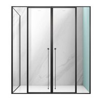 Paroi de douche fixe ultra-étroite minimaliste en verre trempé de sécurité et alliage d'aluminium