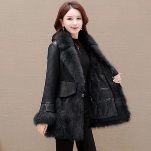 Manteau en cuir véritable mince pour femmes 2025, <span class=keywords><strong>mi</strong></span>-long, rembourré de duvet de canard blanc, pour les âges de 50 à 60 ans, épaissi - Product Image 2