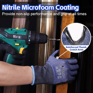 XINGYU Cut Resistant Nitrile Gloves Level 5 für Carpenter En388 4544 Anti Cut Konstruktion shand schuhe Gription HPPE Arbeits handschuhe - Product Image 3