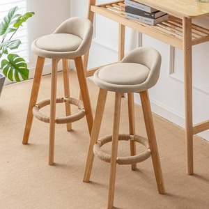 Silla de Barra Alta de Estilo Nórdico con Tapicería de Lino para Pub, Cafetería, Hogar, Restaurante, Taburete Giratorio para Isla de Cocina - Product Image 3