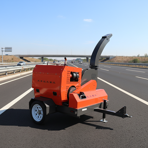 High Efficiency Mobile <b>Wood</b> Chipper Shredder with Diesel Engine | Heavy Duty Towable <b>Wood</b> <b>Crusher</b> for Forestry Management - Product Image 1