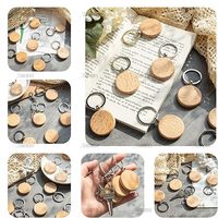 Holz-Schlüsselanhänger-Rohlinge Rund für Lasergravur Holz-Schlüsselanhänger mit Edelstahlringen für DIY-Basteleien Personalisierte Geschenke