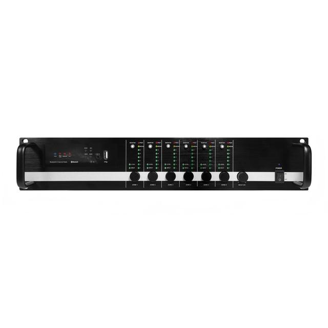 2U Power Amplifier with Dynamic Power Sharing Media Player and 4/6-Channel Configurations for BGM Paging Systems Power Amplifier